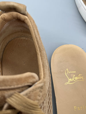 Christian Louboutin Louis Junior Spikes Mesh Sneaker Beige | 42