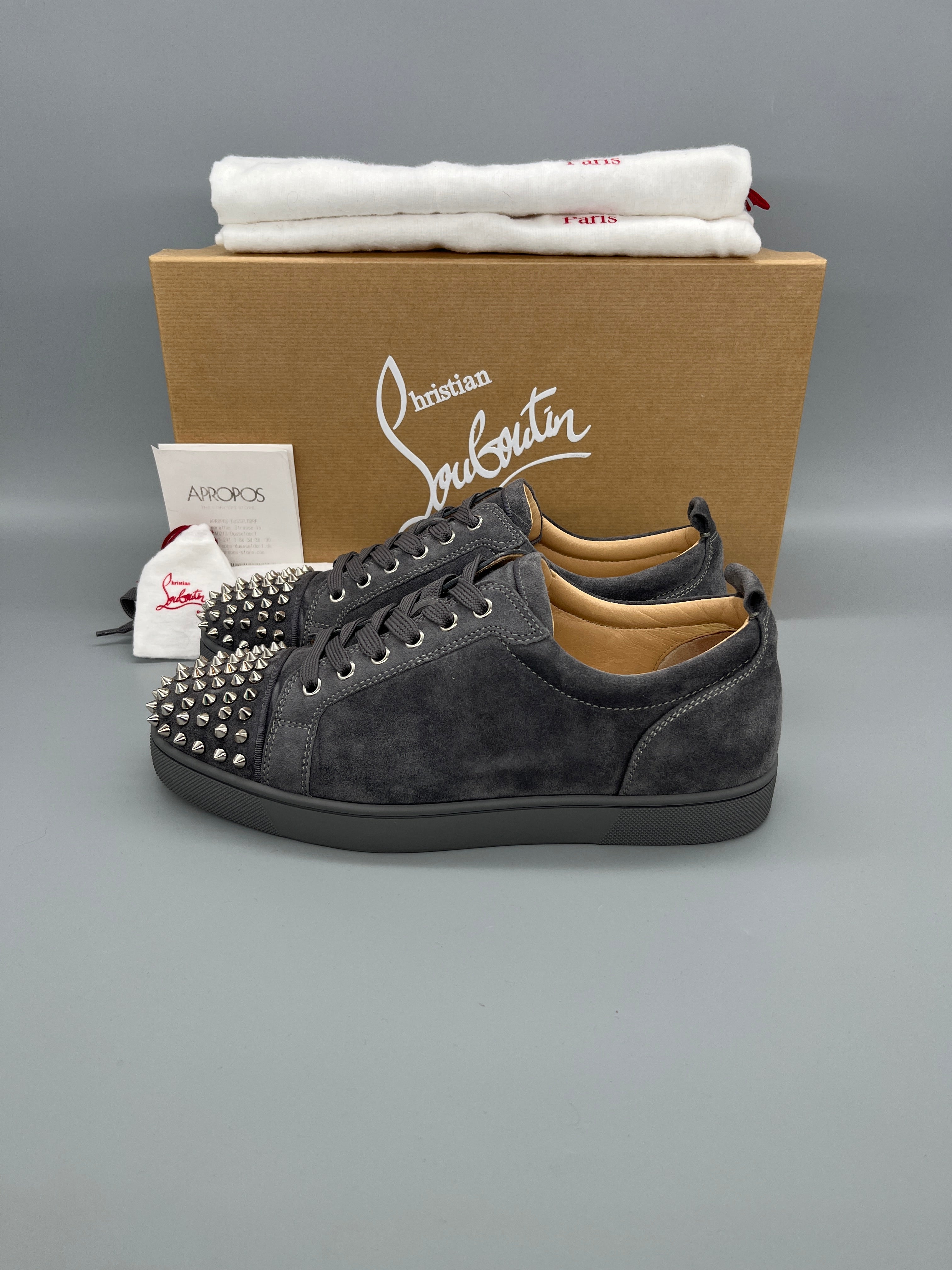 Christian Louboutin Louis Junior Spikes Sneaker Grey | 42