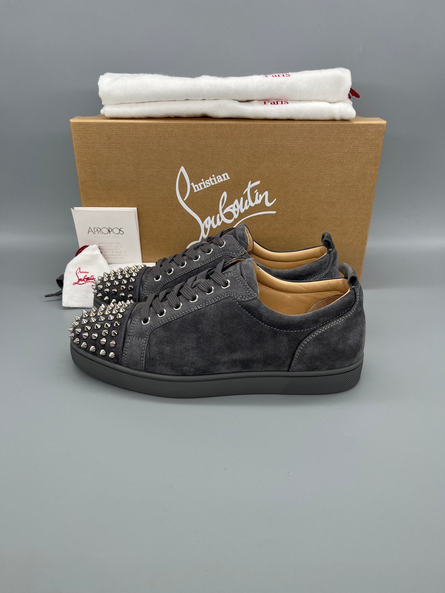 Christian Louboutin Louis Junior Spikes Sneaker Grey | 42