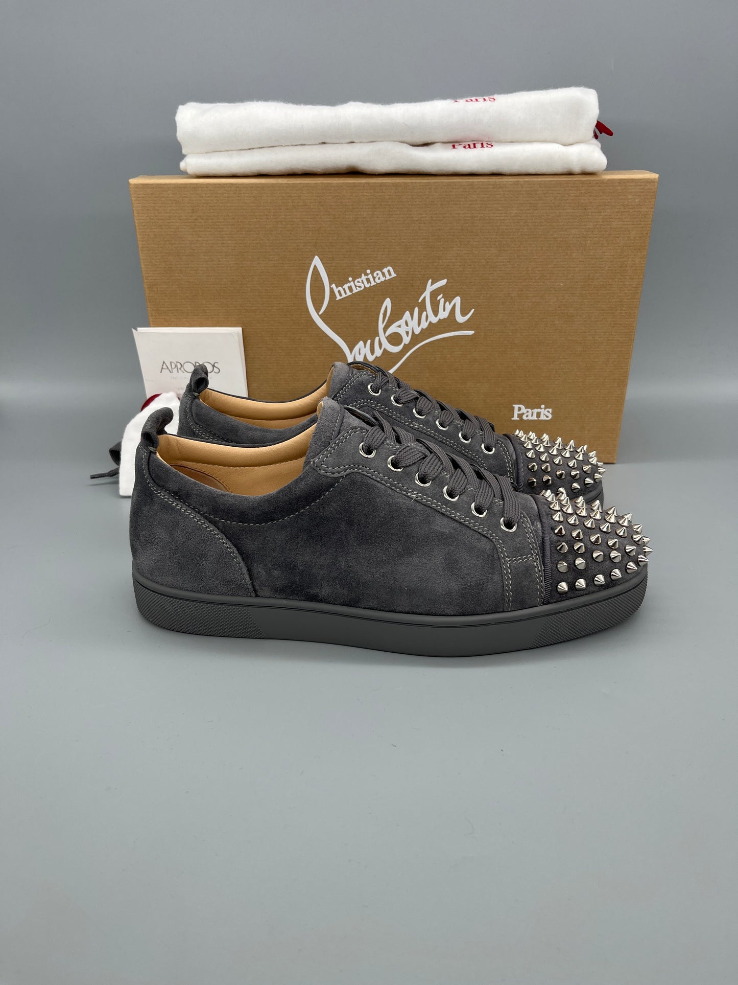 Christian Louboutin Louis Junior Spikes Sneaker Grey | 42