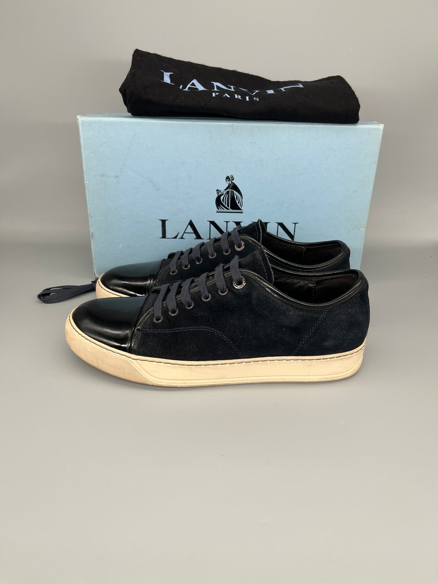 Lanvin Dbb1 Patent Cap Toe Sneaker Navy | 43