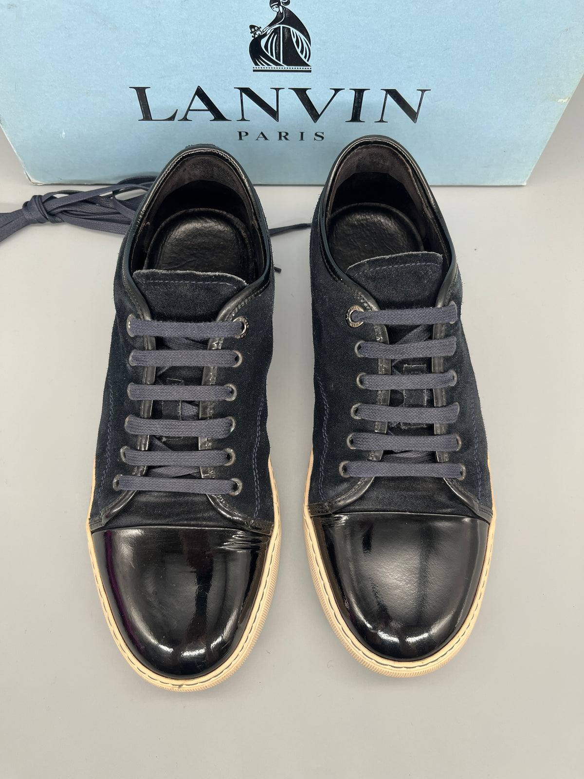 Lanvin Dbb1 Patent Cap Toe Sneaker Navy | 43