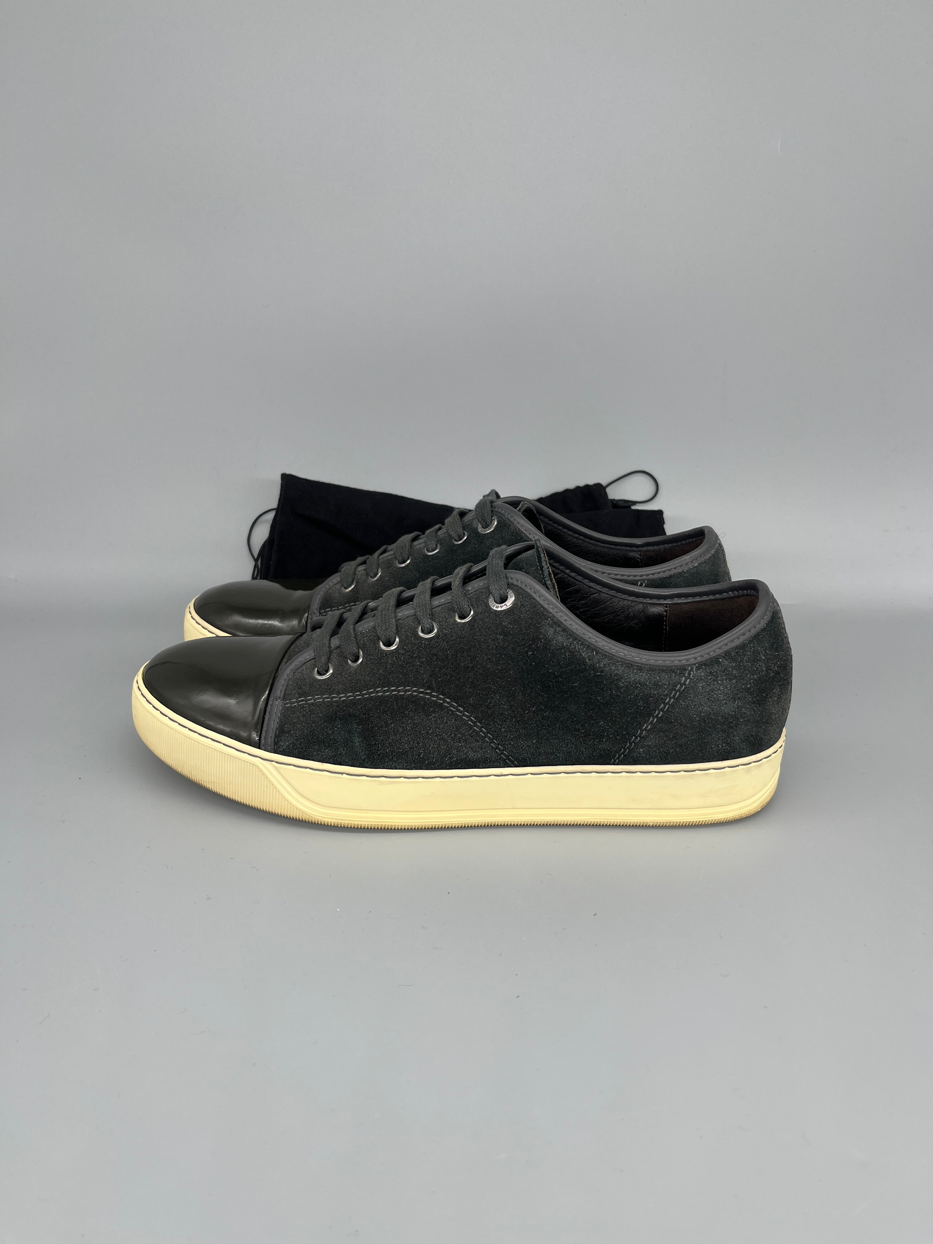 Lanvin Dbb1 Patent Cap Toe Sneaker Elephant Grey | 44