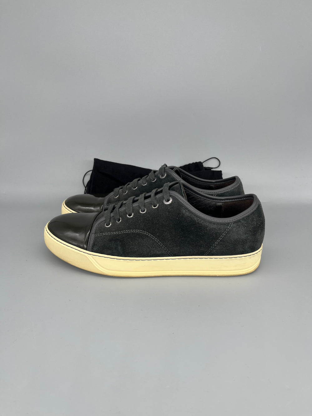 Lanvin Dbb1 Patent Cap Toe Sneaker Elephant Grey | 44