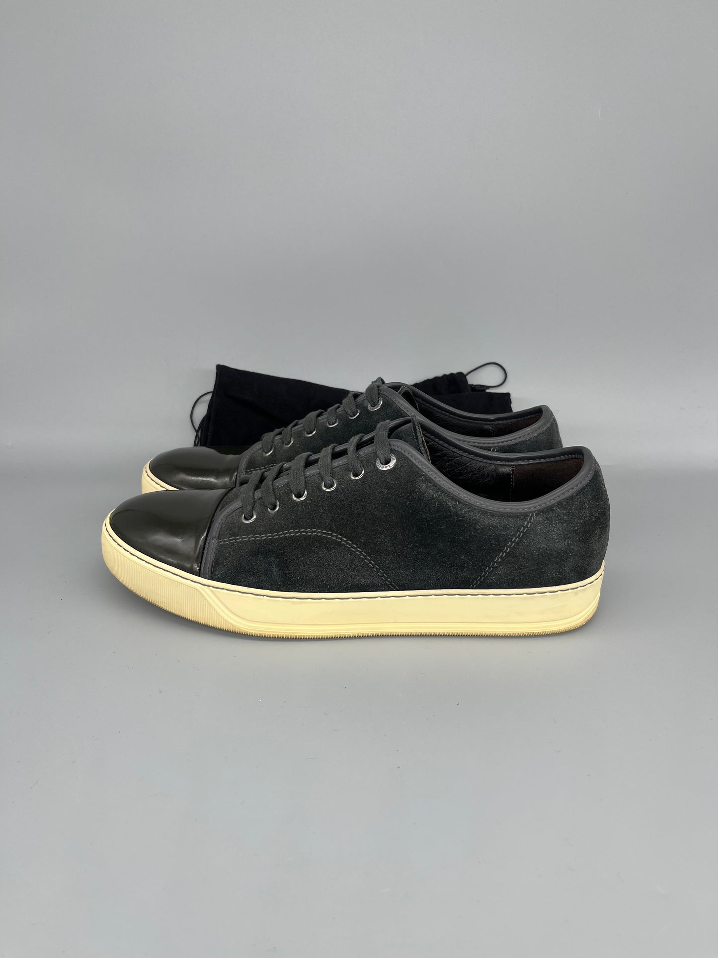 Lanvin Dbb1 Patent Cap Toe Sneaker Elephant Grey | 44