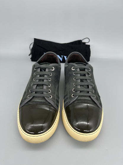 Lanvin Dbb1 Patent Cap Toe Sneaker Elephant Grey | 44