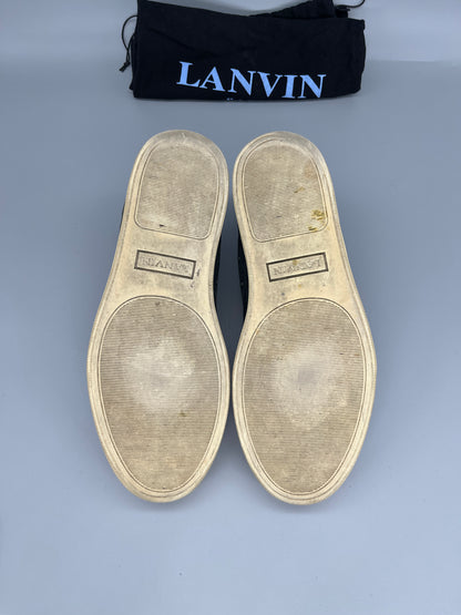 Lanvin Dbb1 Patent Cap Toe Sneaker Elephant Grey | 44