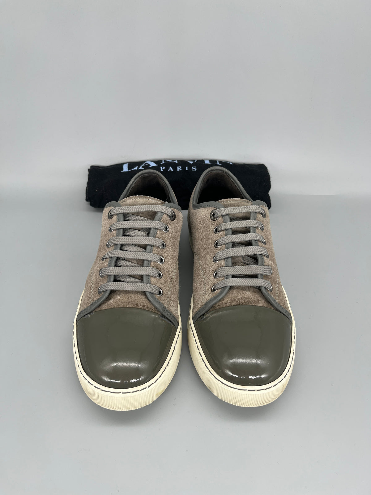 Lanvin Dbb1 Patent Cap Toe Sneaker Grey | 43