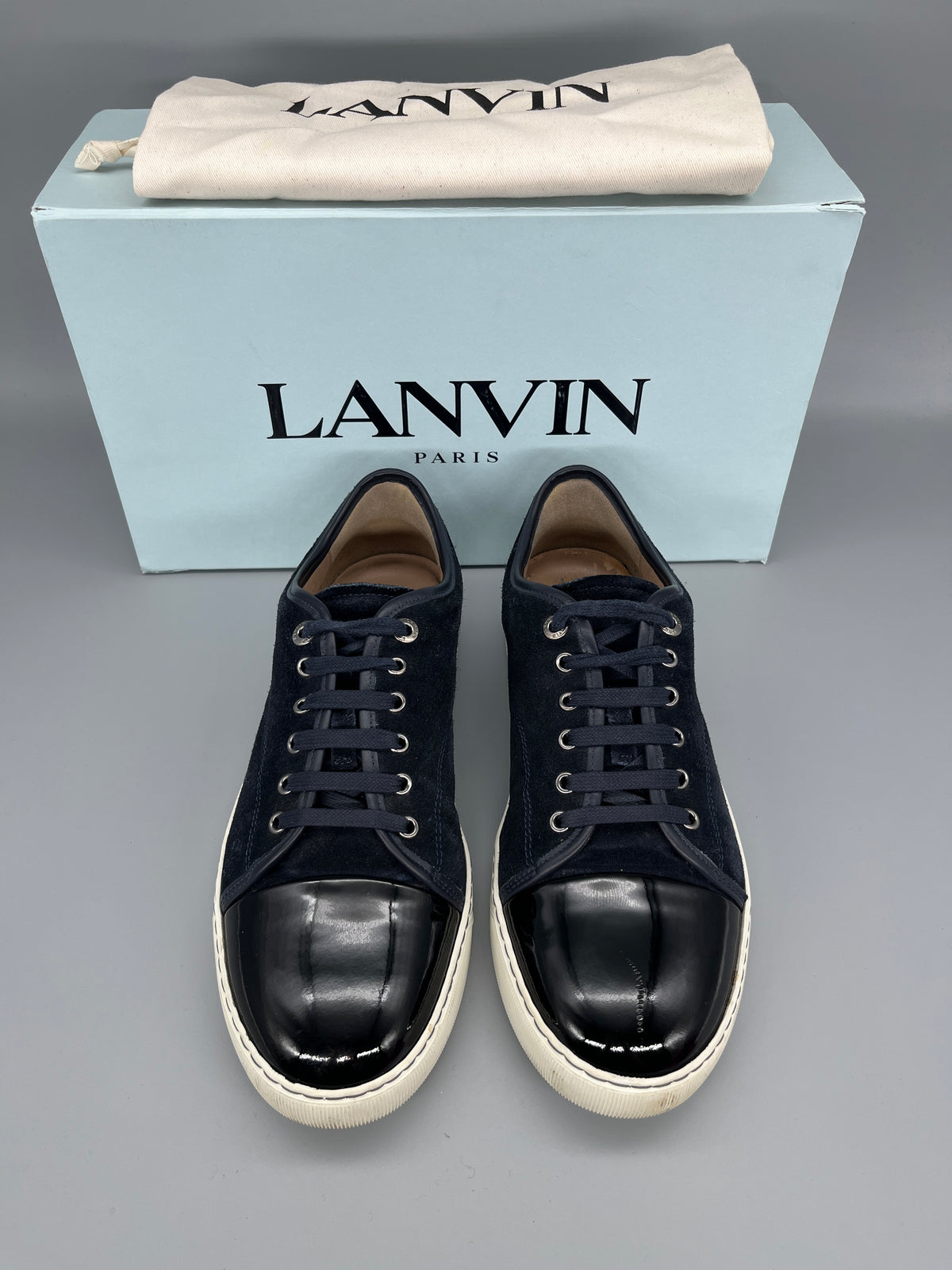 Lanvin Dbb1 Patent Cap Toe Sneaker Navy | 43