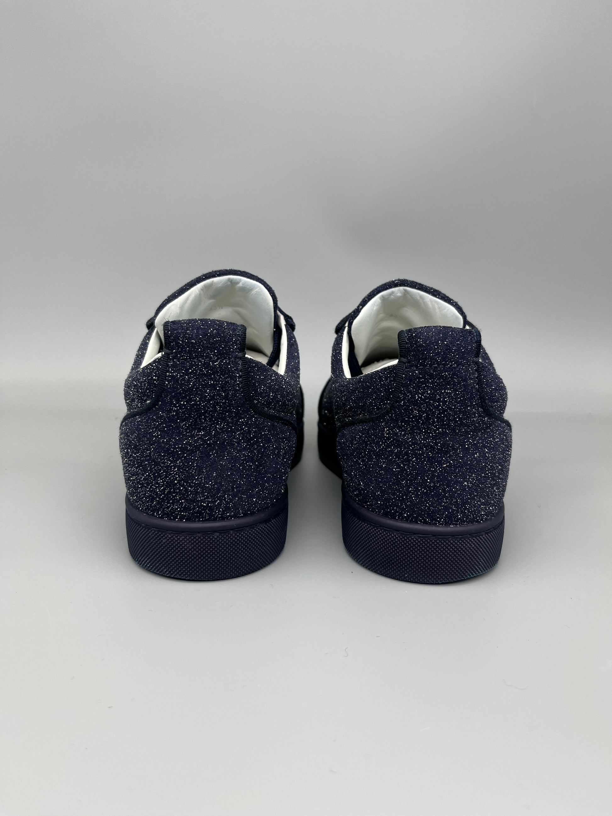 Christian Louboutin Louis Junior Glitter Sneaker in navy – Guaranteed authentic from The Grand Archive.