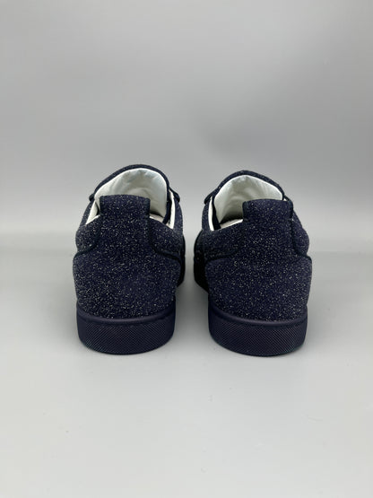 Christian Louboutin Louis Junior Glitter Sneaker in navy – Guaranteed authentic from The Grand Archive.