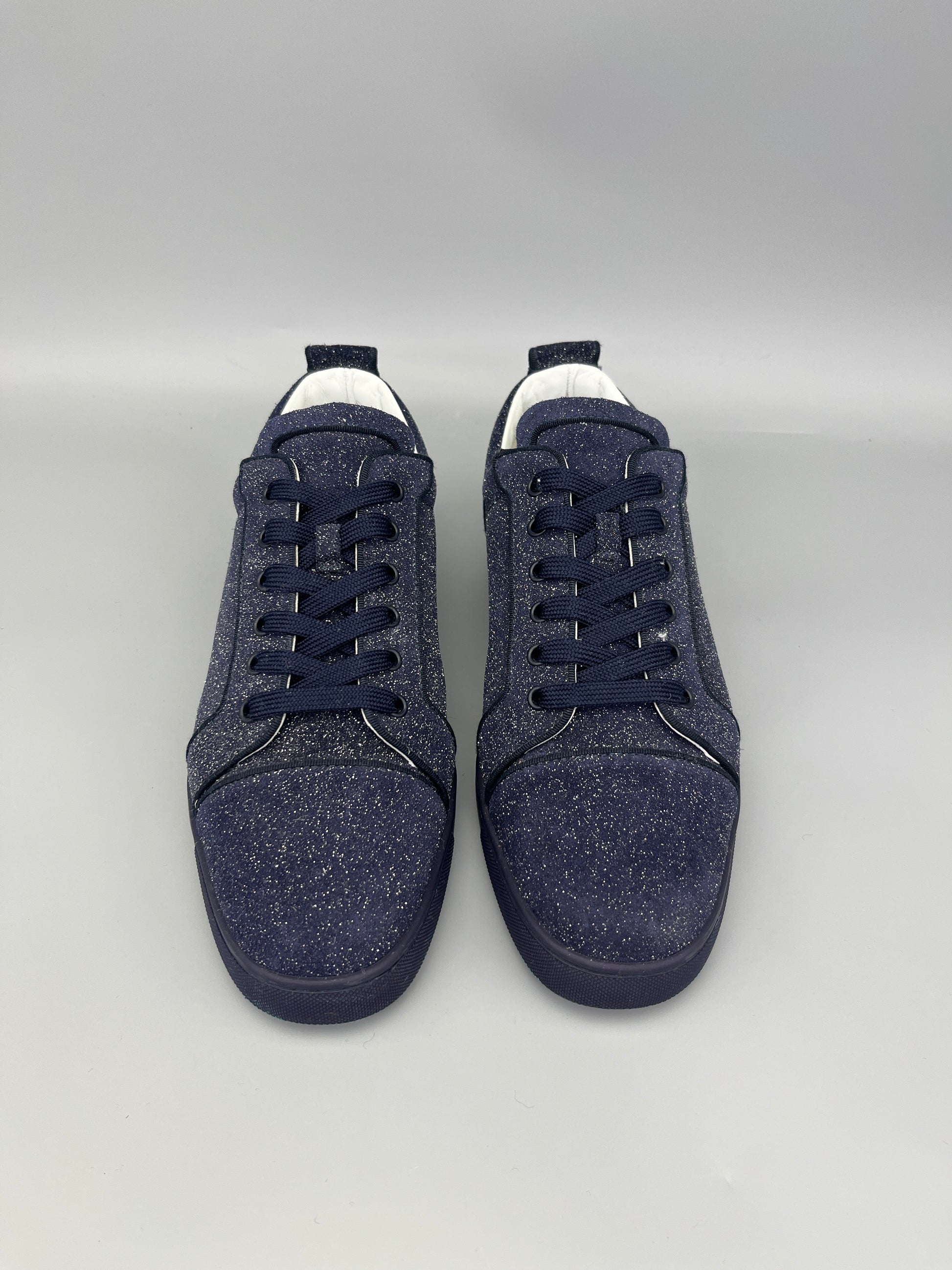 Christian Louboutin Louis Junior Glitter Sneaker in navy – Guaranteed authentic from The Grand Archive.