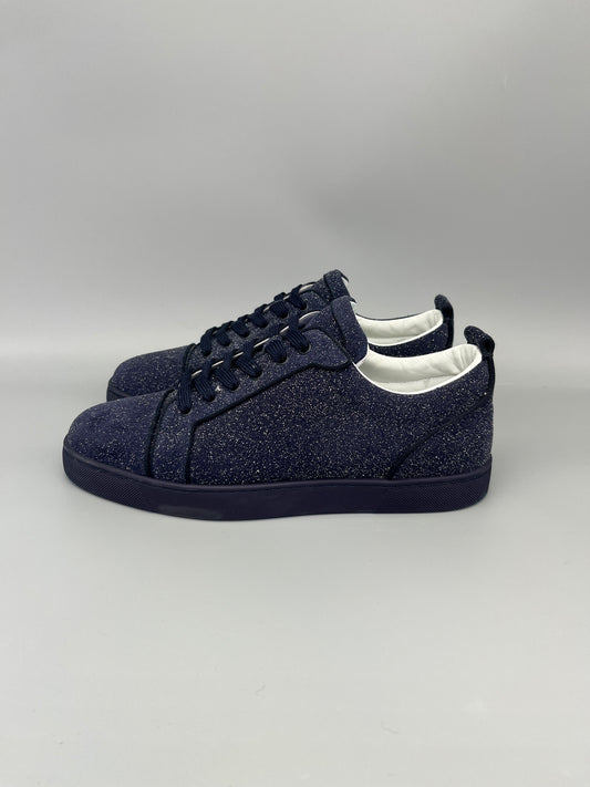 Christian Louboutin Louis Junior Glitter Sneaker in navy – Guaranteed authentic from The Grand Archive.