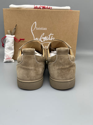 Christian Louboutin Louis Junior Spikes Orlato suede sneaker in beige