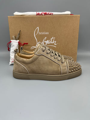 Christian Louboutin Louis Junior Spikes Orlato suede sneaker in beige