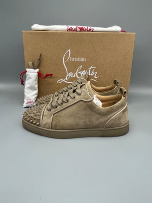 Christian Louboutin Louis Junior Spikes Orlato suede sneaker in beige