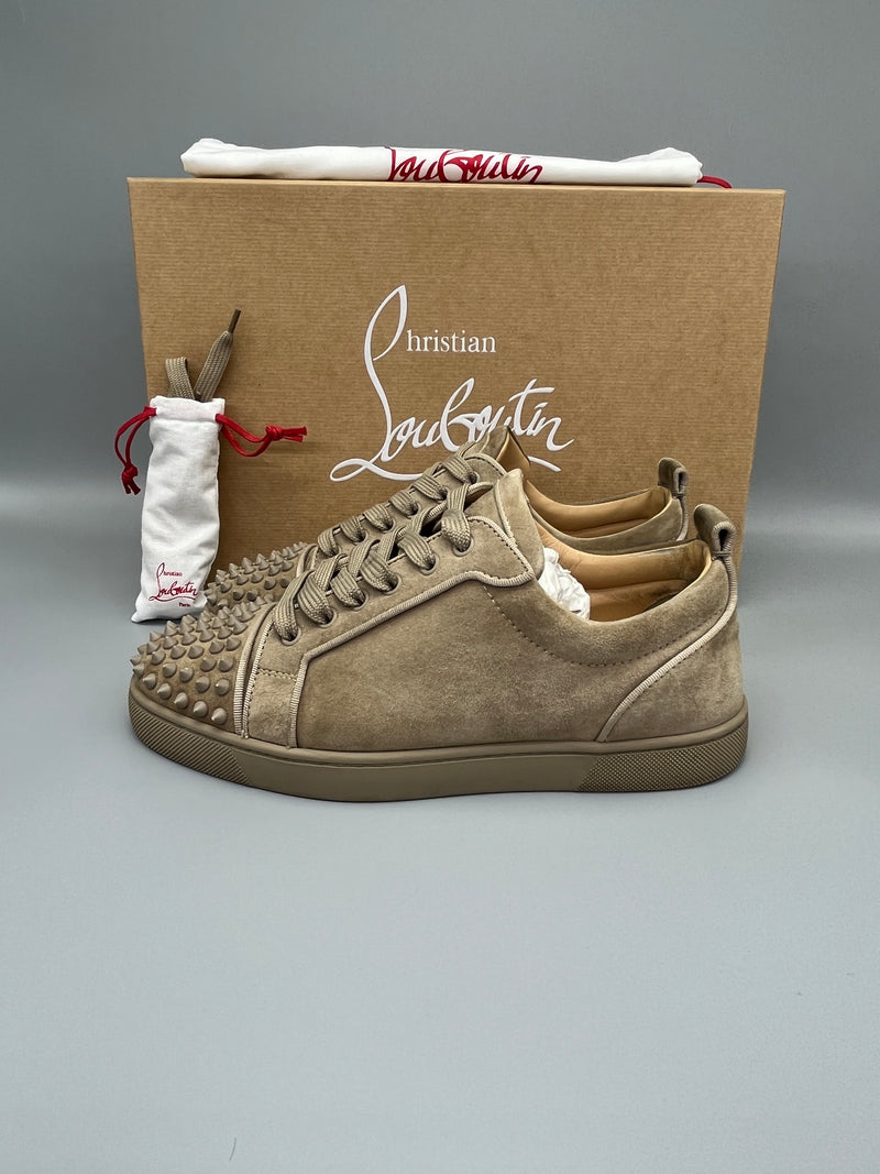 Christian Louboutin Louis Junior Spikes Orlato suede sneaker in beige