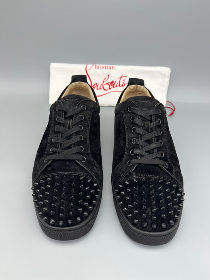 Christian Louboutin Louis Junior Spikes sneaker in black suede front