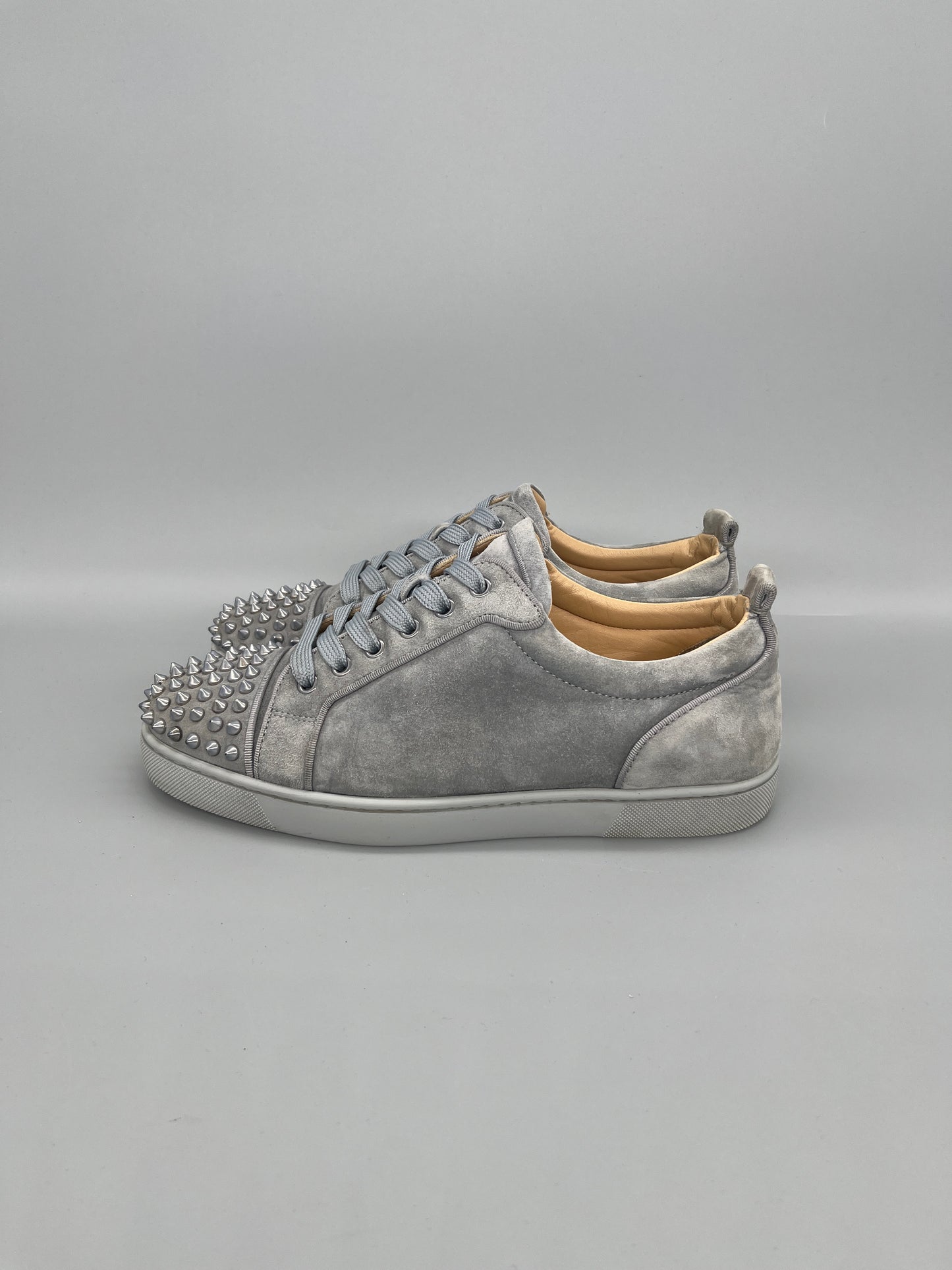 Christian Louboutin Louis Junior Spikes grey suede sneakers for men