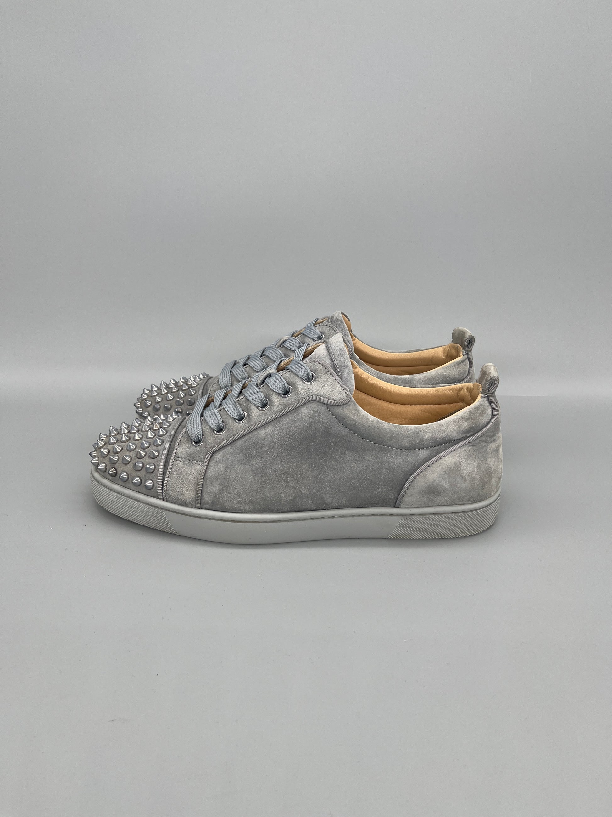 Christian Louboutin Louis Junior Spikes grey suede sneakers for men