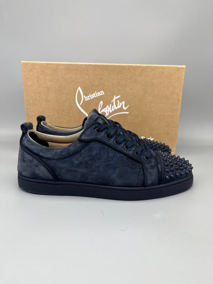 Christian Louboutin Louis Junior Spikes Suede Sneaker in navy – Guaranteed authentic from The Grand Archive.