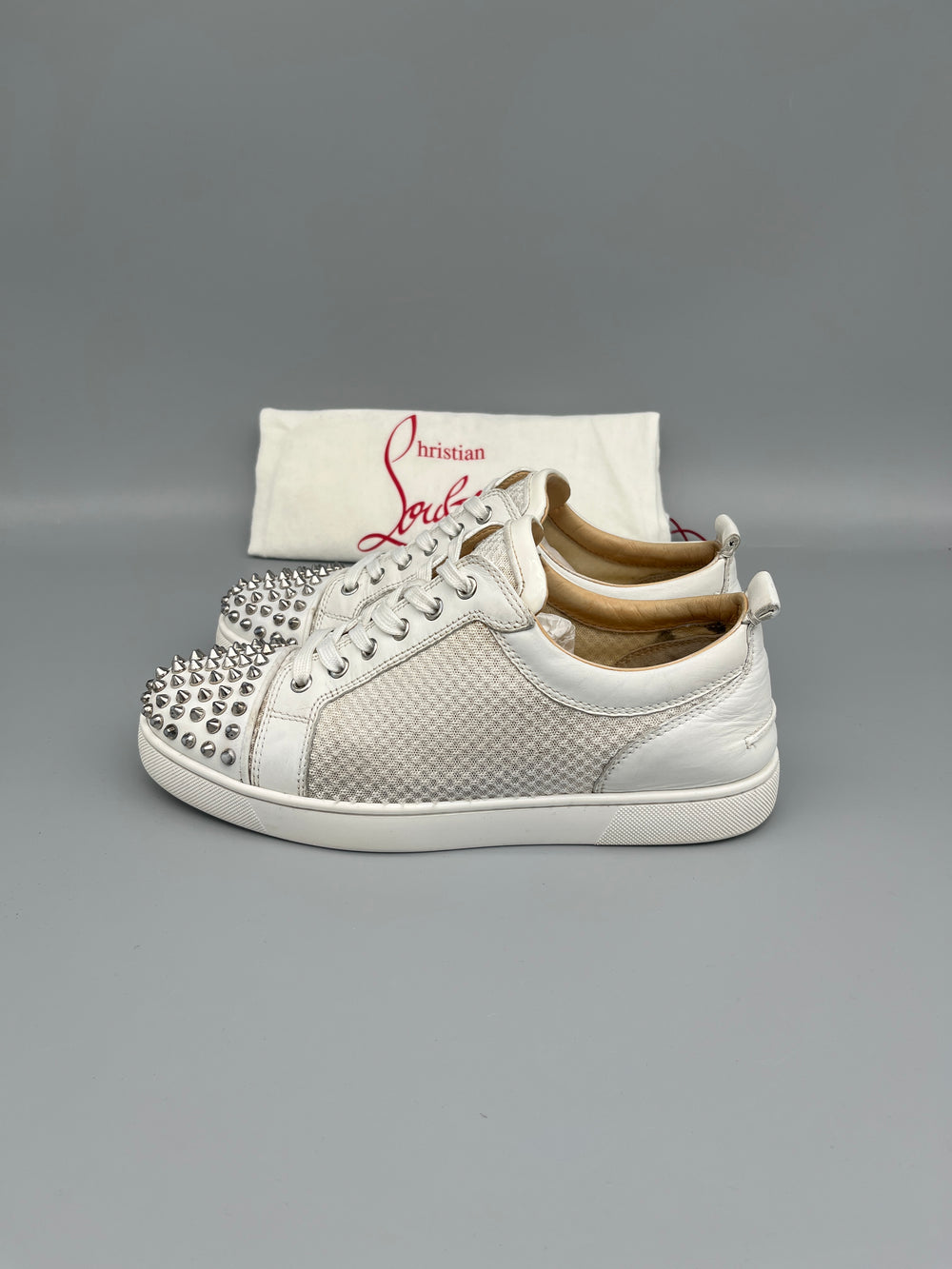 Christian Louboutin Louis Junior Spikes sneaker white mesh men’s size 42