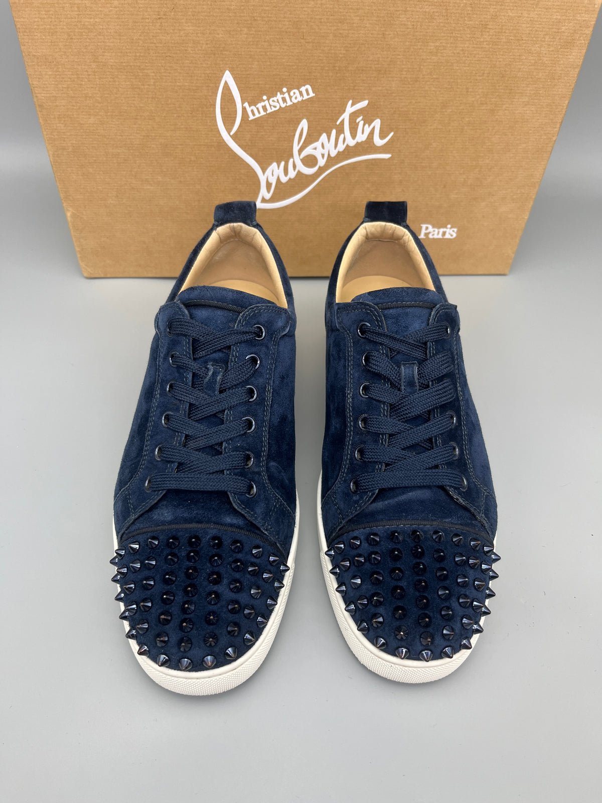 Christian Louboutin Louis Junior Spikes suede sneaker in navy