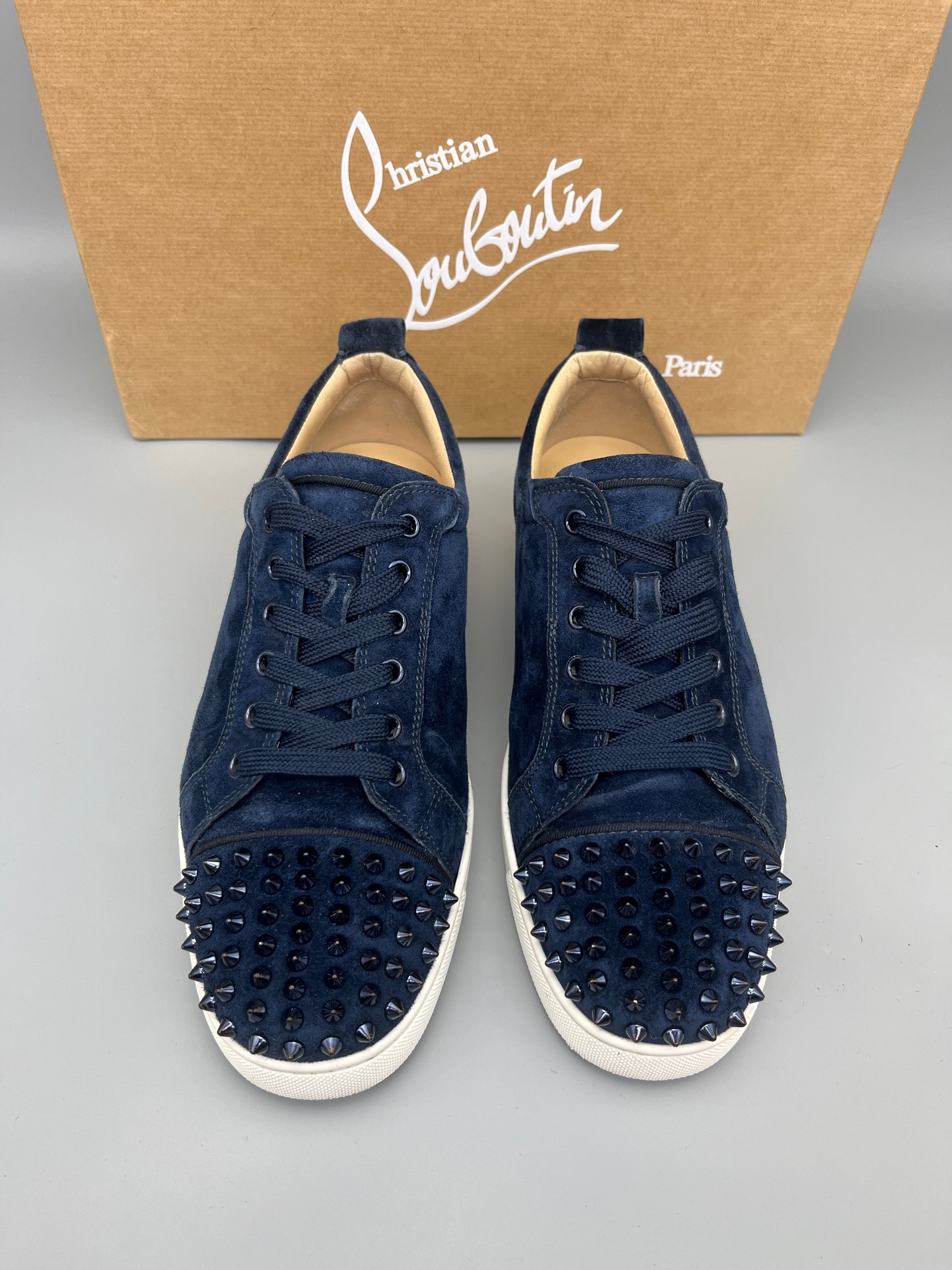 Christian Louboutin Louis Junior Spikes suede sneaker in navy