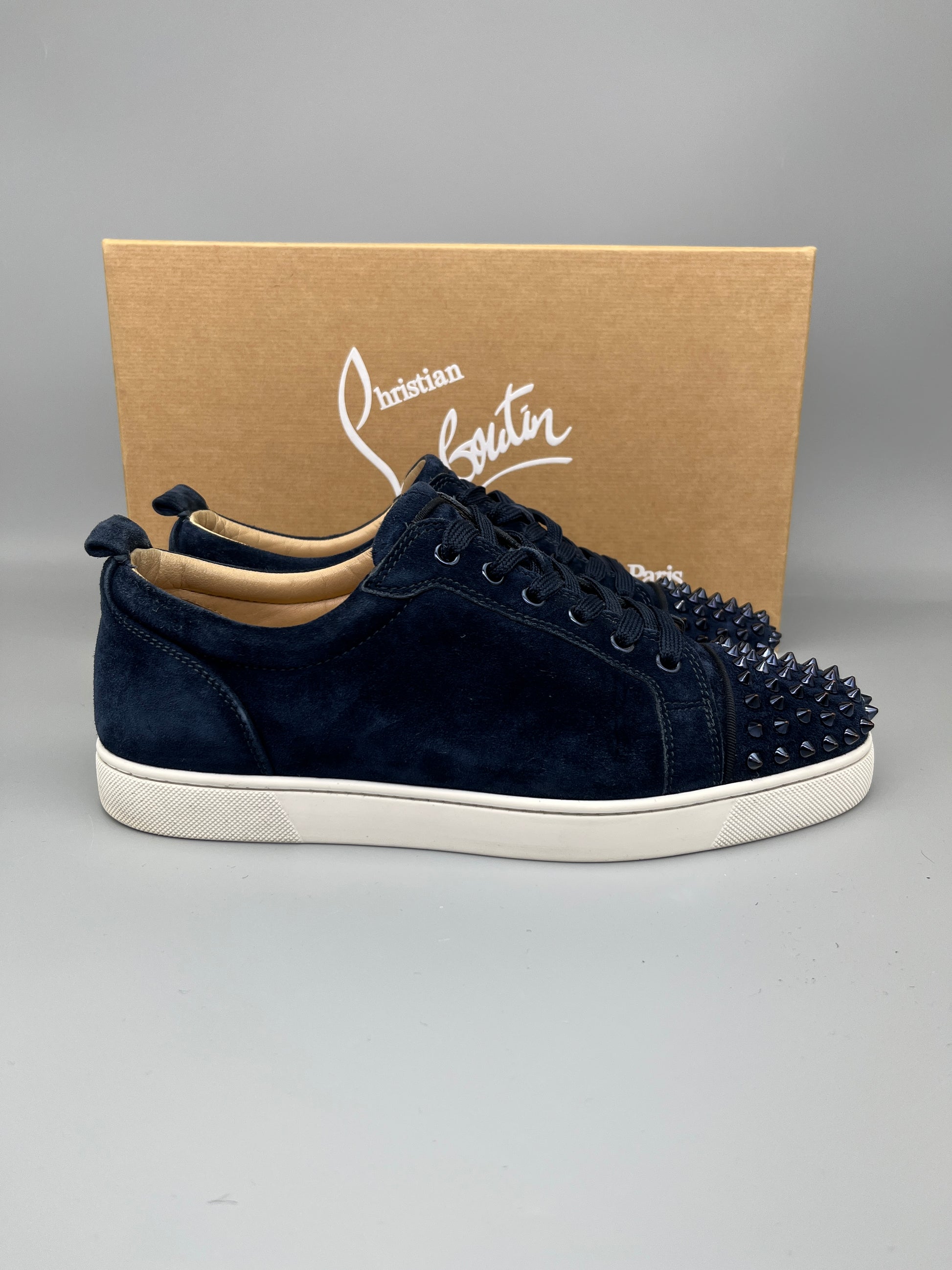 Christian Louboutin Louis Junior Spikes suede sneaker in navy