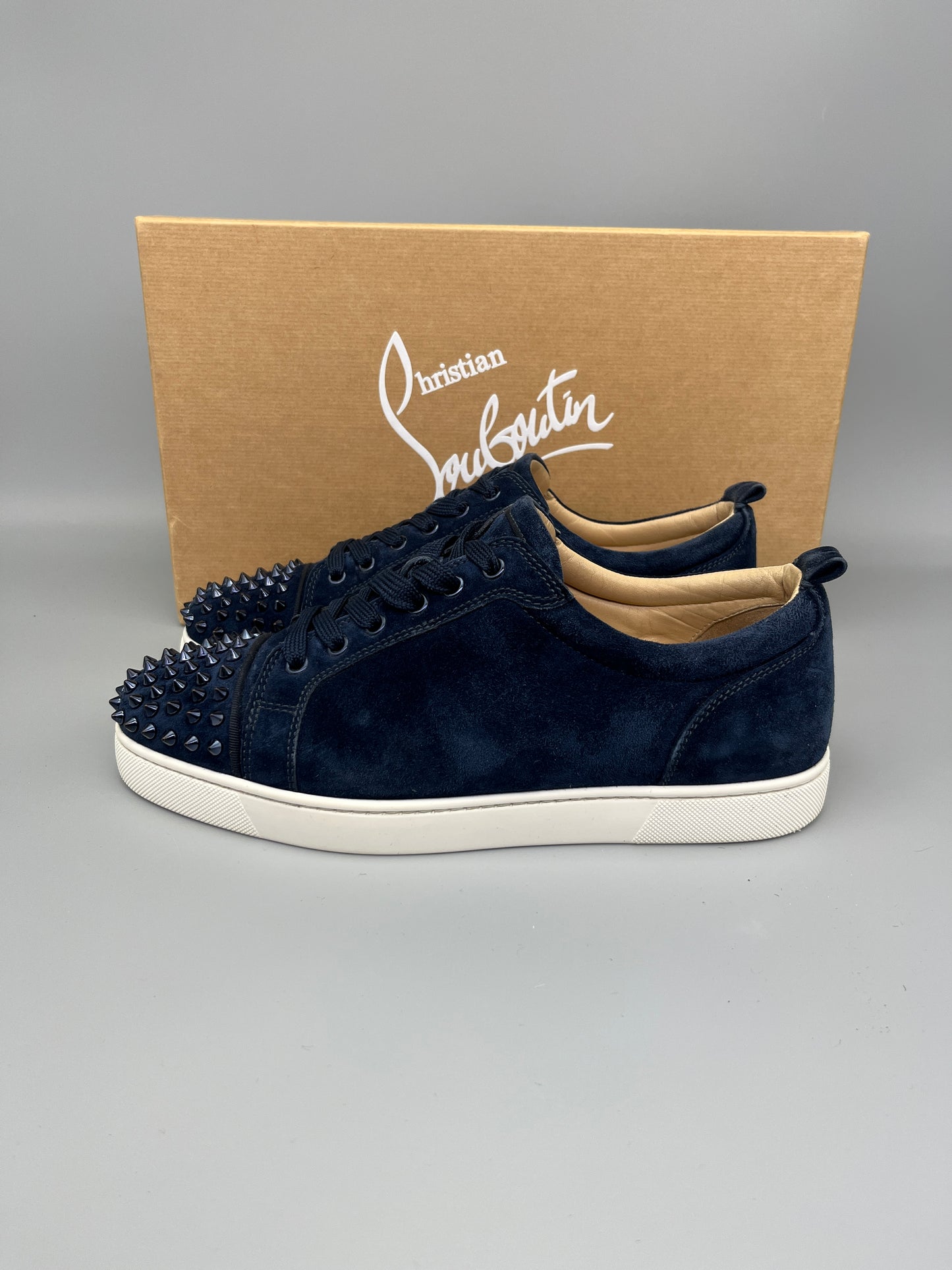 Christian Louboutin Louis Junior Spikes suede sneaker in navy