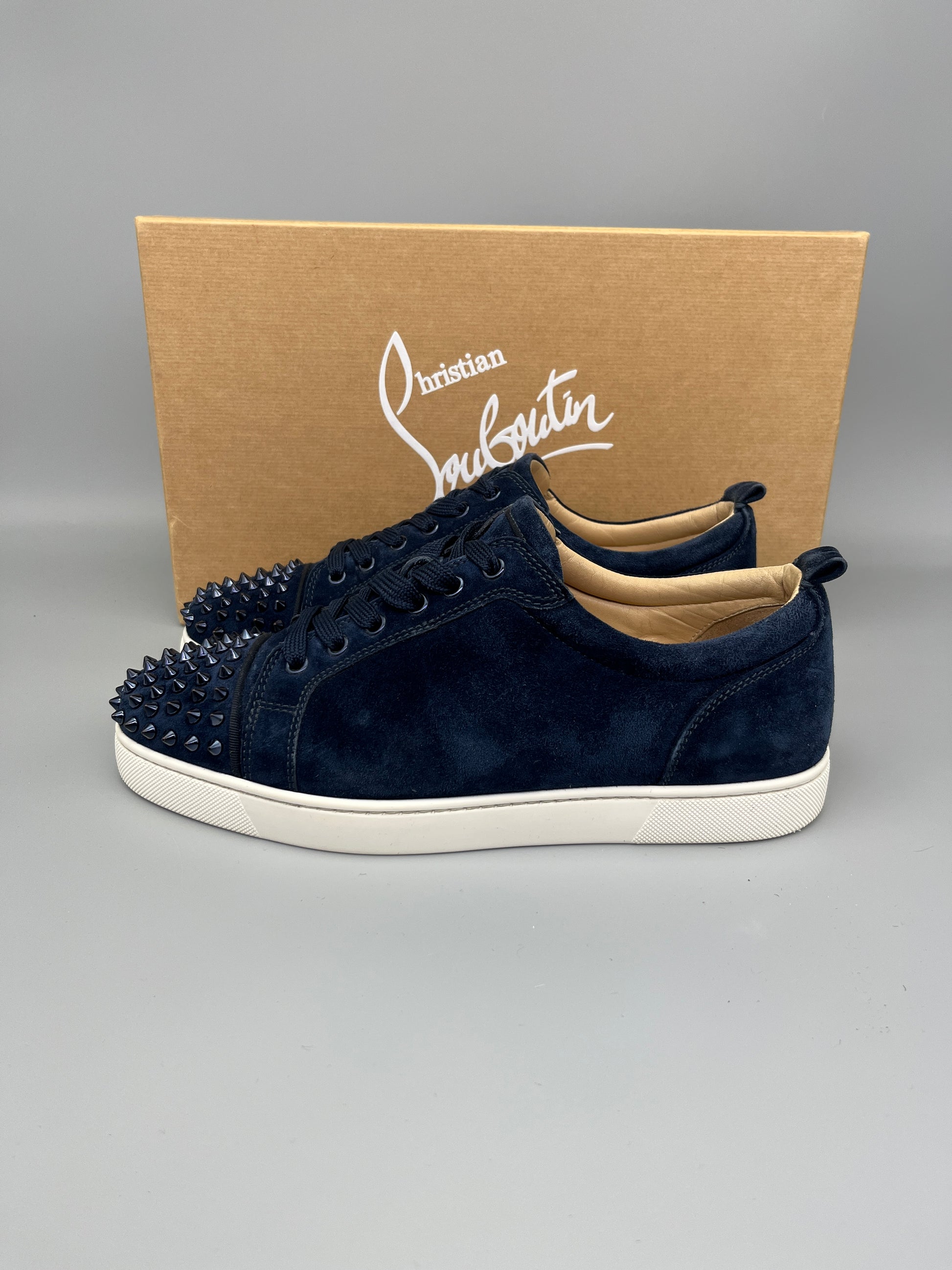 Christian Louboutin Louis Junior Spikes suede sneaker in navy
