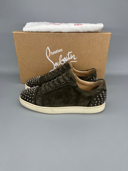 Christian Louboutin Seavaste Spikes dark green suede sneakers for men