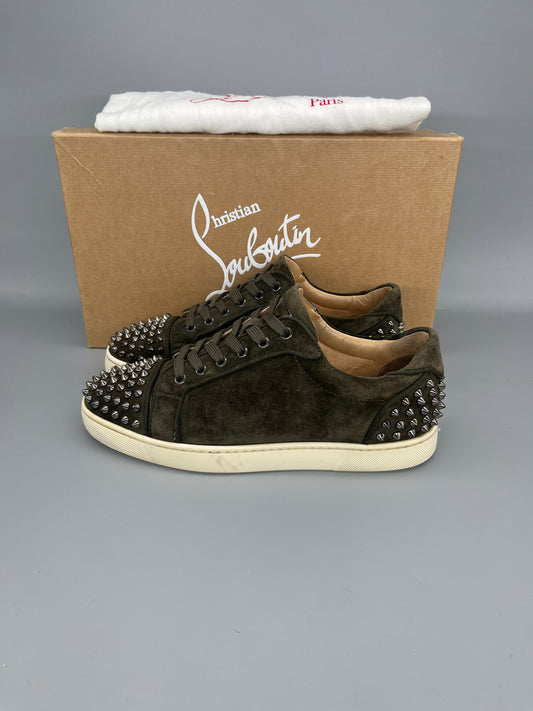 Christian Louboutin Seavaste Spikes dark green suede sneakers for men