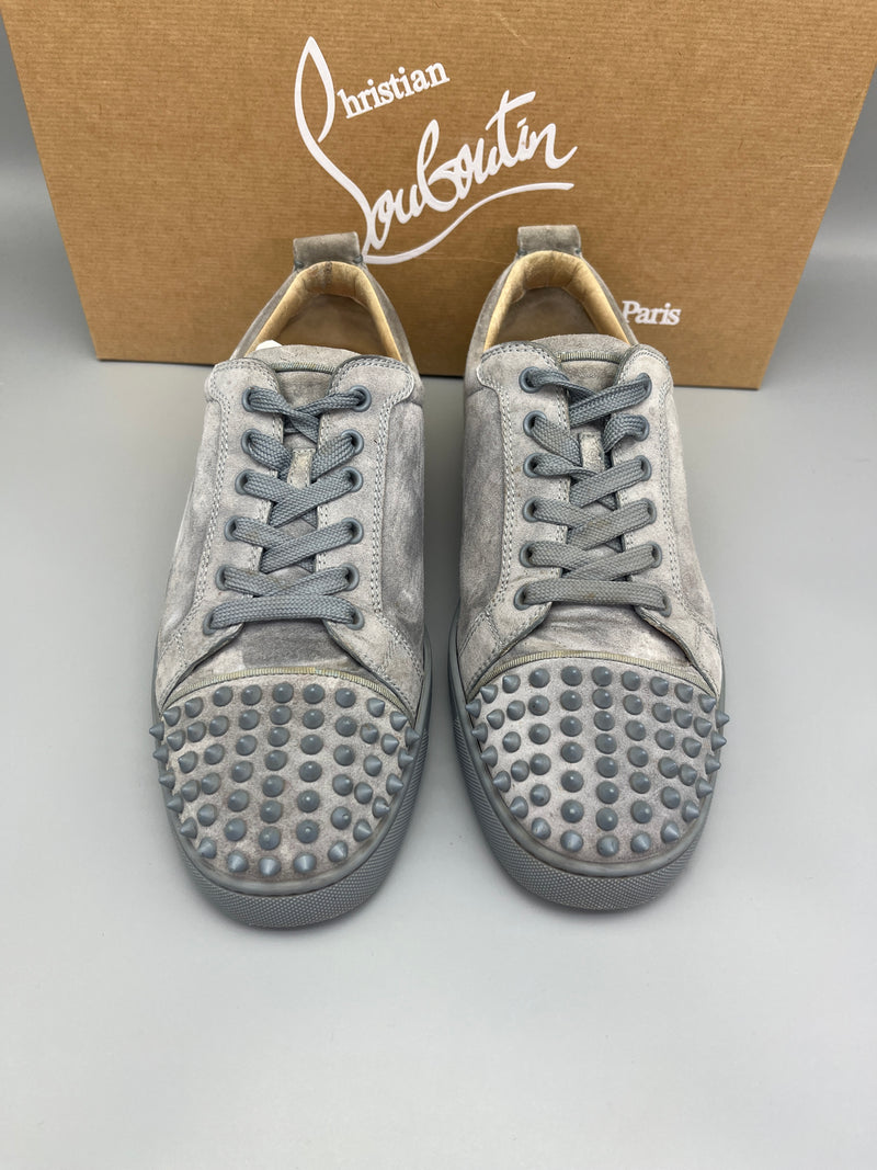 Christian Louboutin Suede Louis Junior Spikes Sneaker in Grey