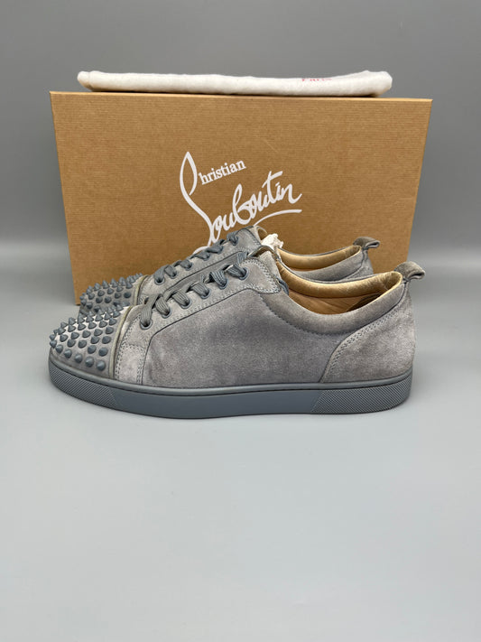 Christian Louboutin Suede Louis Junior Spikes Sneaker in Grey