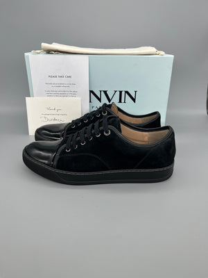 Lanvin DBB1 black patent cap toe luxury sneakers for men
