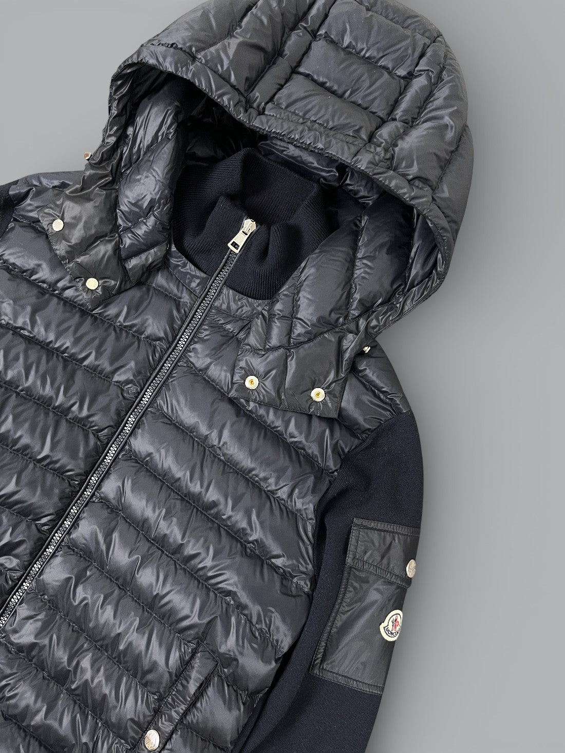 Moncler navy Tricot cardigan mens designer knitwear detailed view
