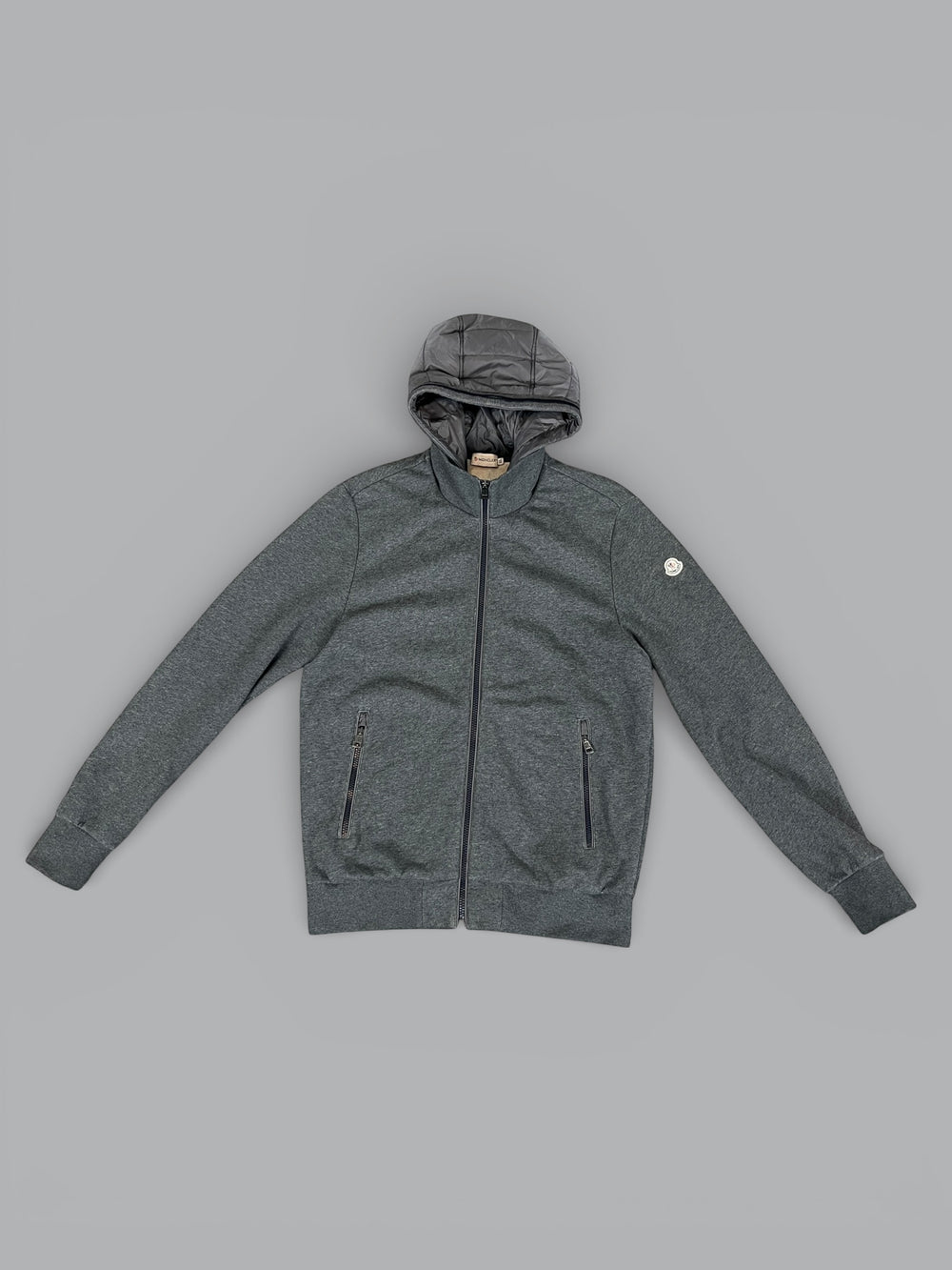 Moncler Maglia zip-up hooded cardigan grey mens sweater