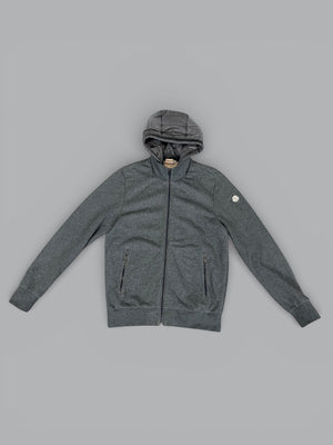 Moncler Maglia zip-up hooded cardigan grey mens sweater