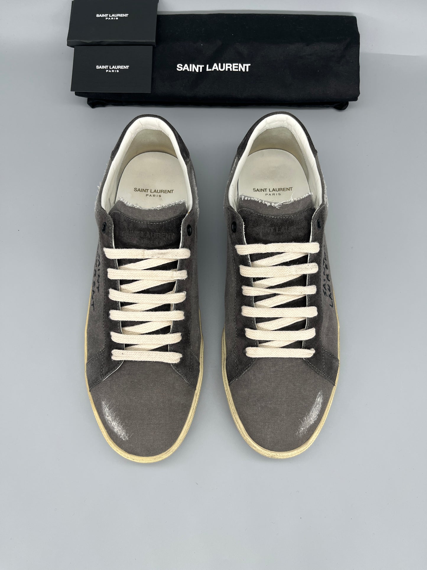 Saint Laurent SL/06 grey designer sneakers frontview