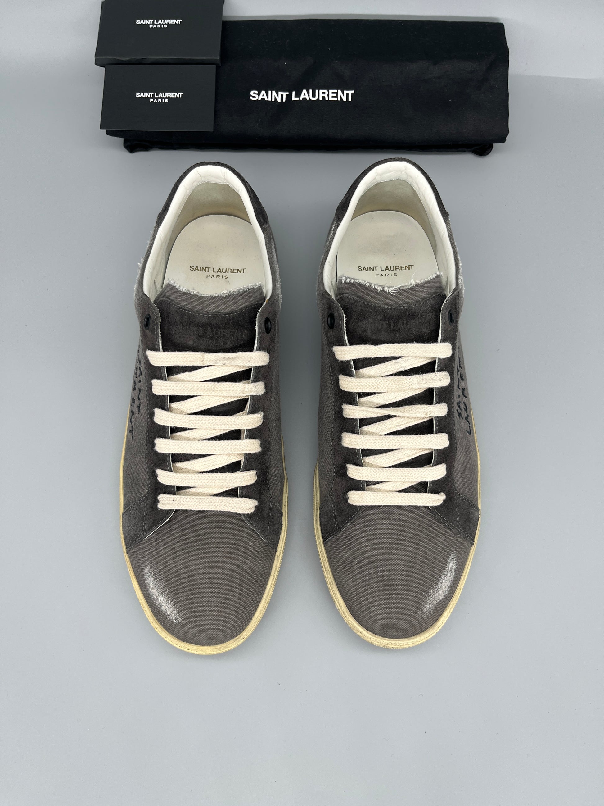 Saint Laurent SL/06 grey designer sneakers frontview