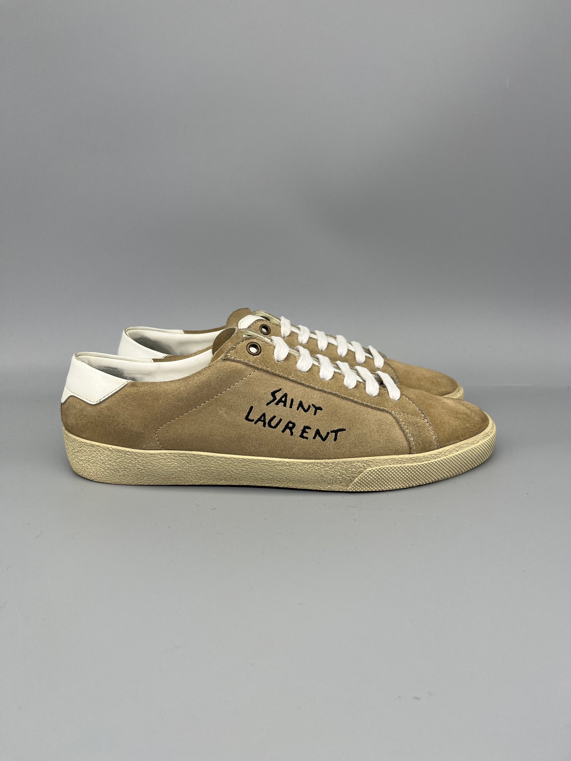 Shop Saint Laurent SL/06 Suede Sneaker Beige Online | Smooth & Easy Shopping – The Grand Archive