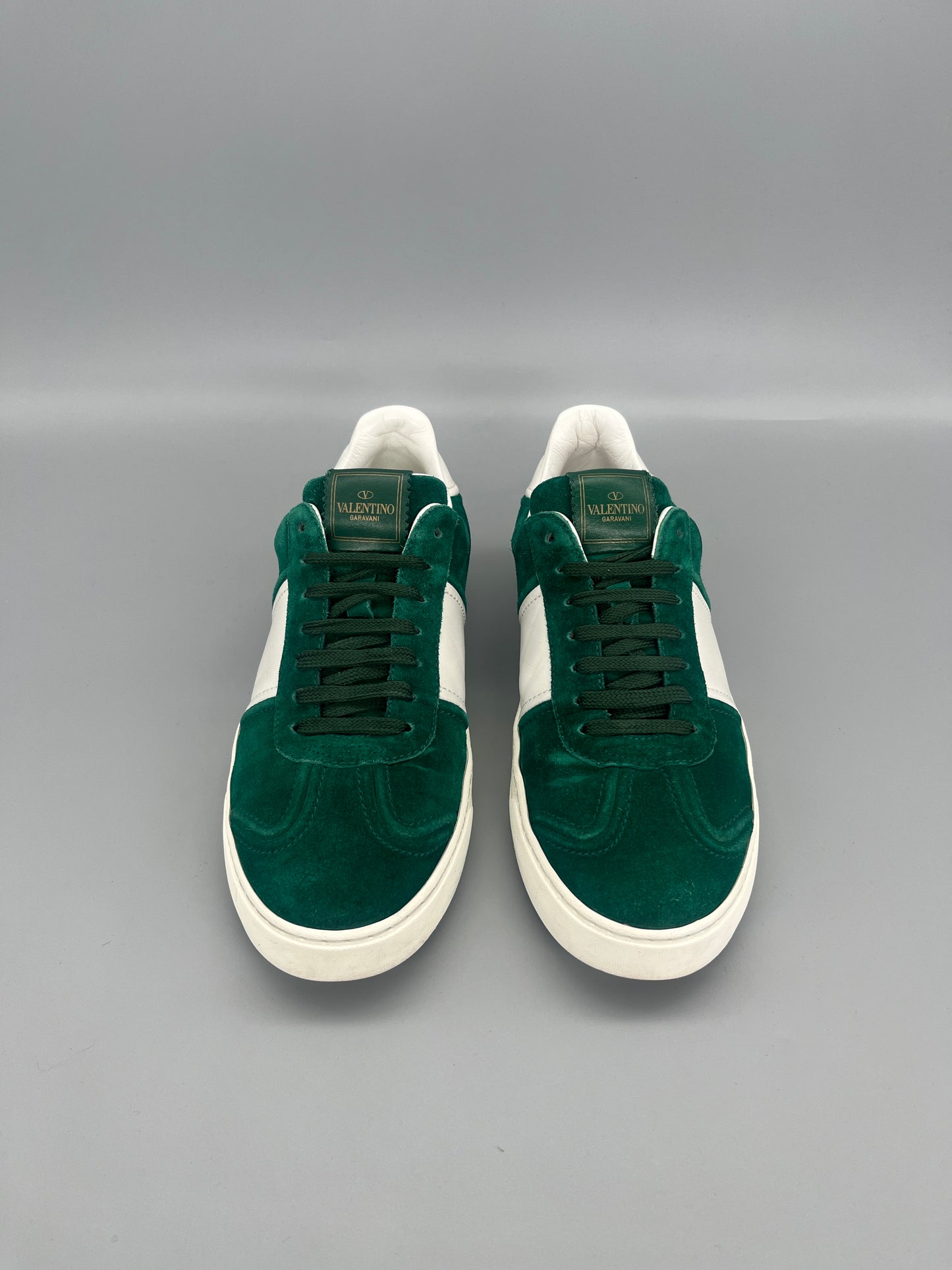 Valentino Garavani Flycrew green suede designer sneakers front view size 41