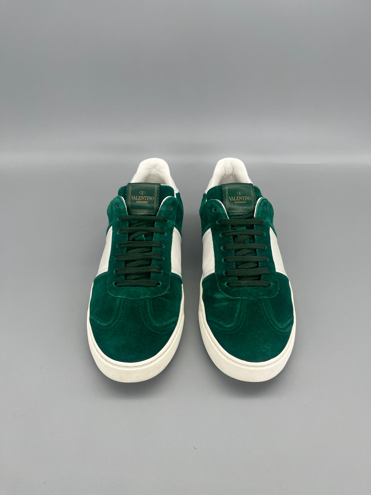 Valentino Garavani Flycrew green suede designer sneakers front view size 41