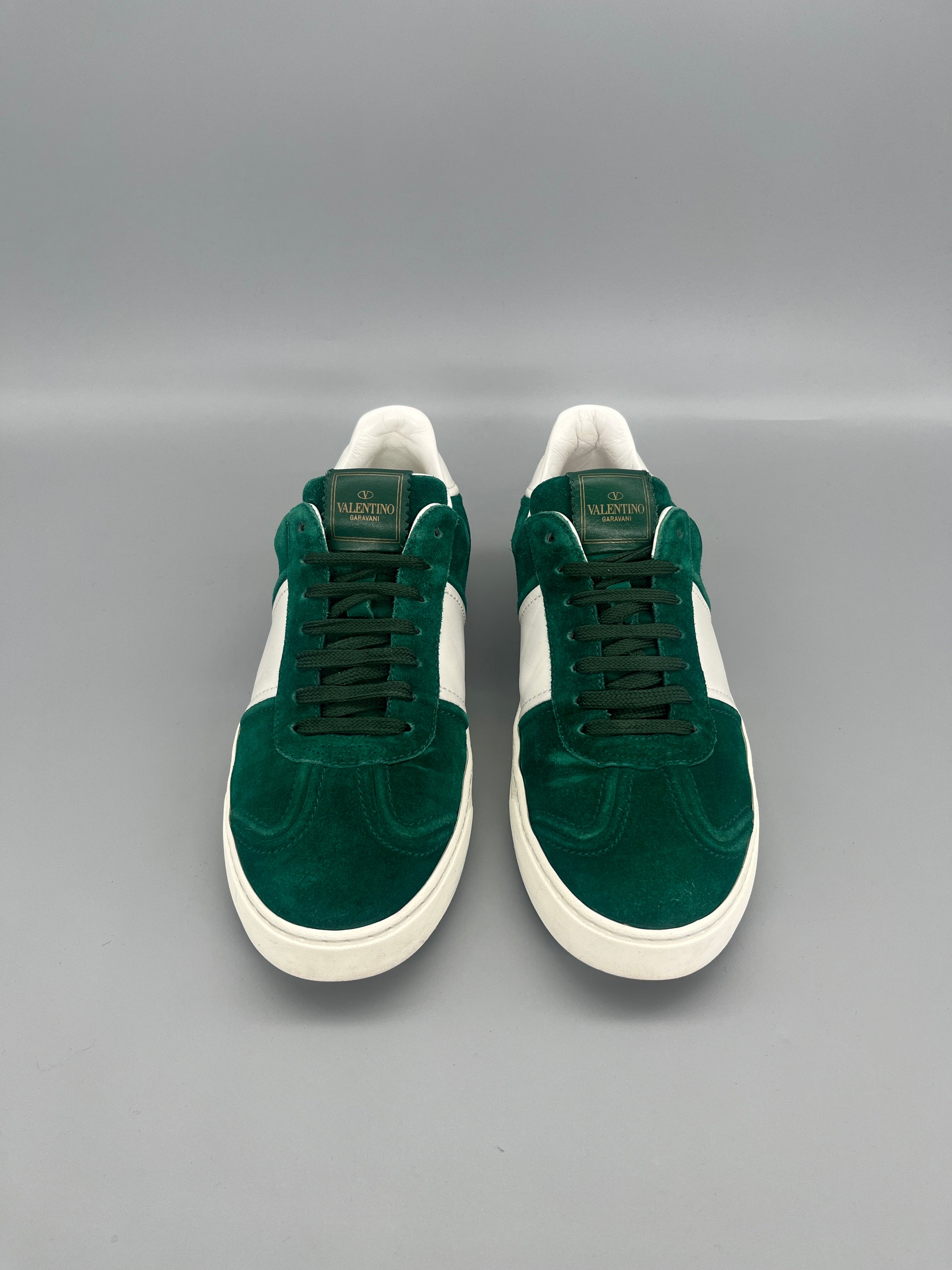 Valentino Garavani Flycrew green suede designer sneakers front view size 41