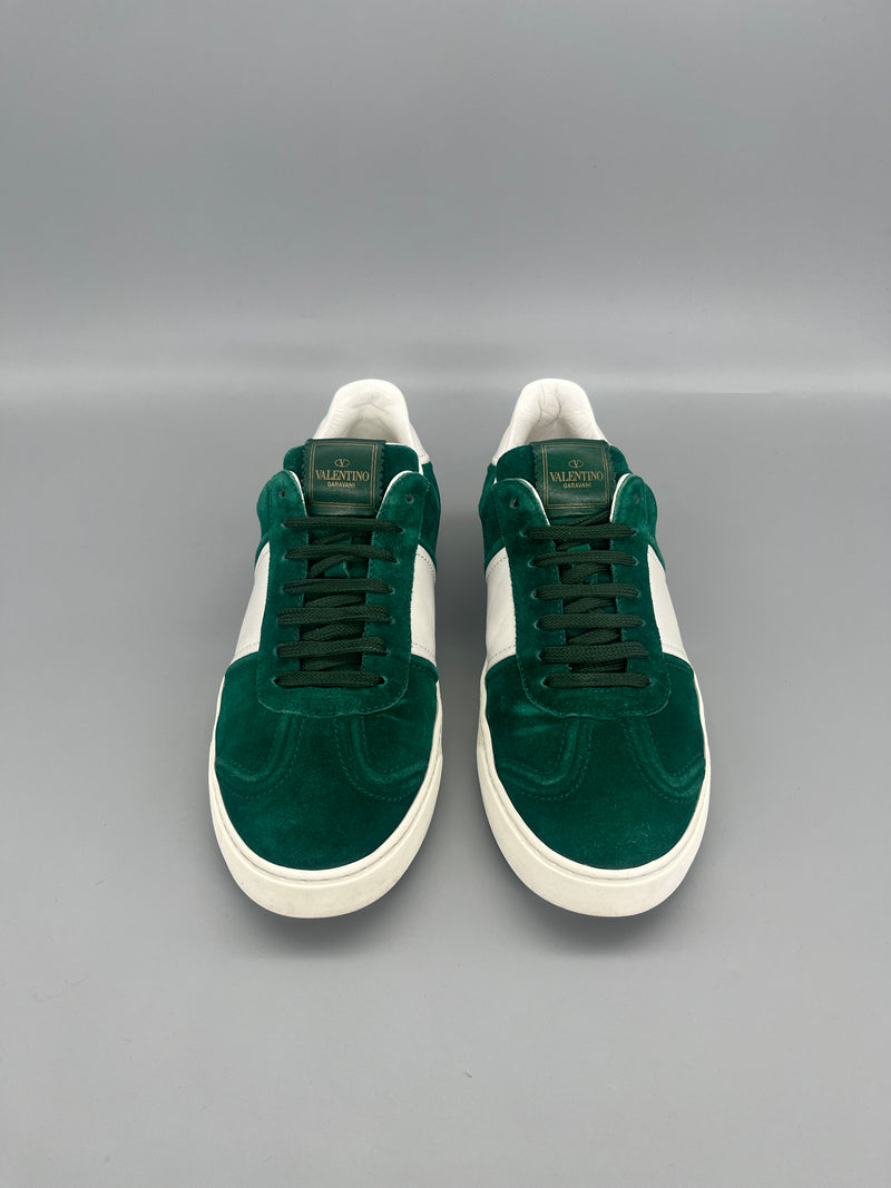 Valentino Garavani Flycrew green suede designer sneakers front view size 41