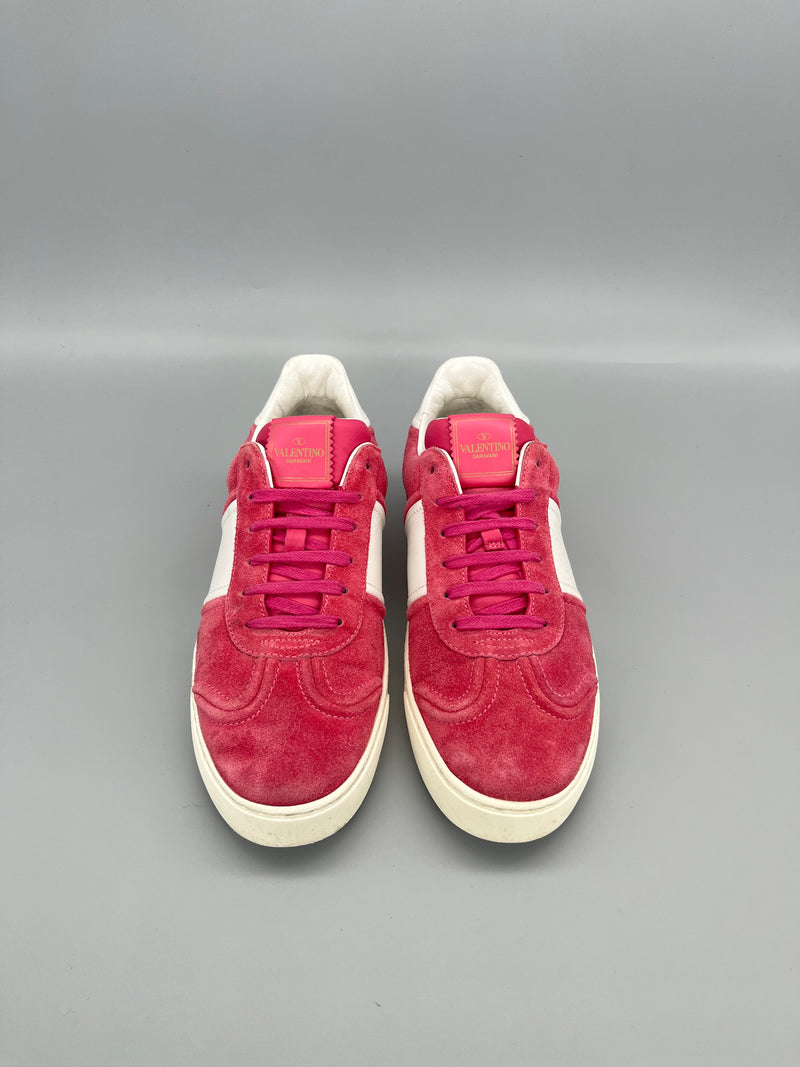 Valentino Garavani Flycrew pink suede womens designer sneakers size 40