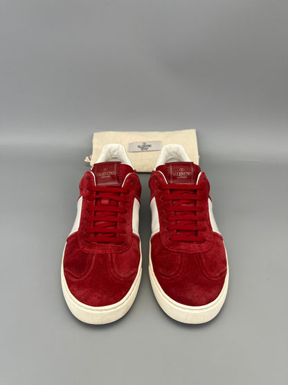 Valentino Flycrew Sneaker in red suede – Guaranteed authentic from The Grand Archive.