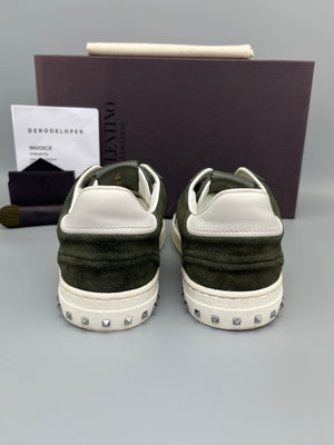 Valentino Garavani Flycrew suede sneaker in army green - backside image