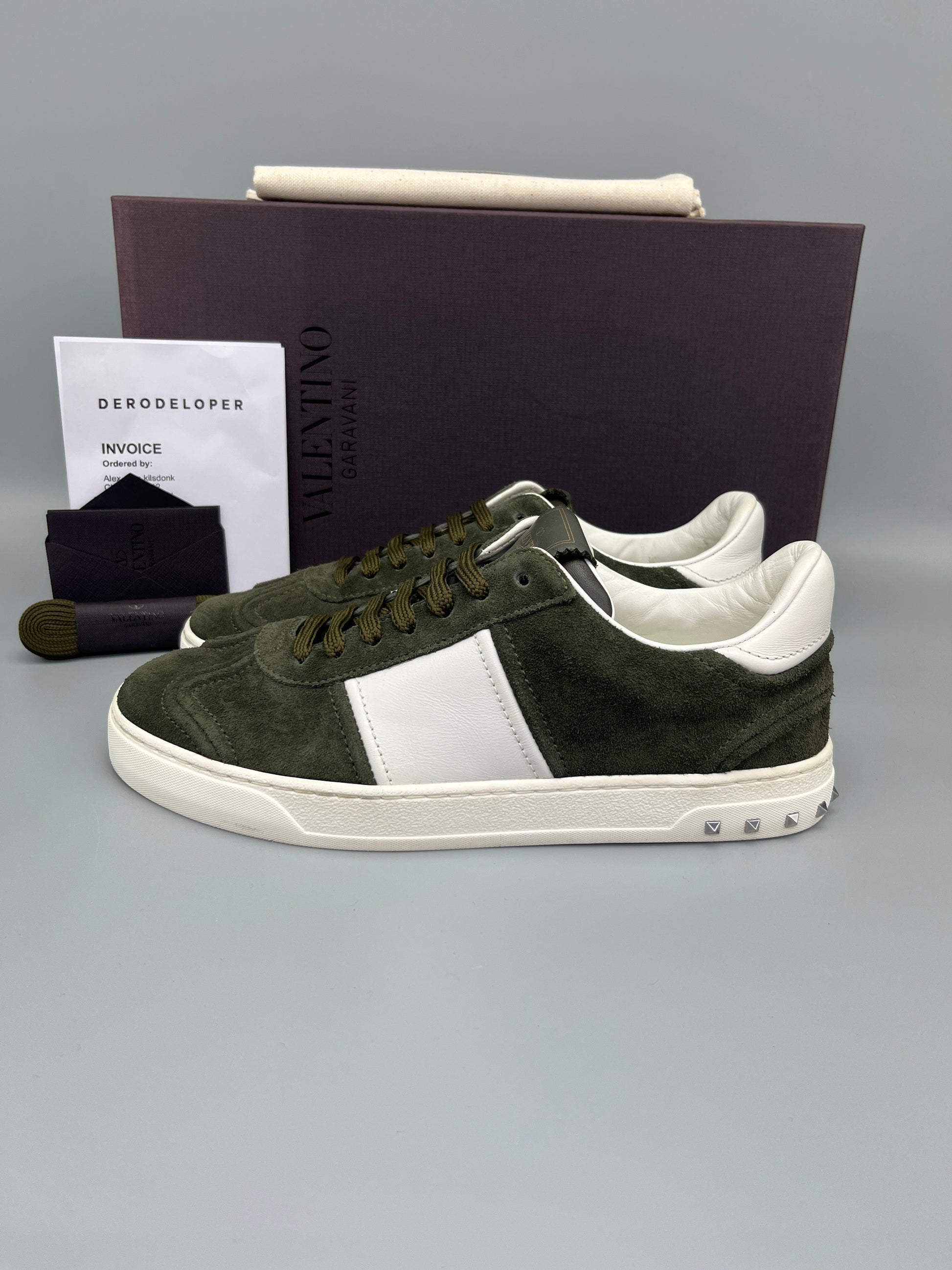 Valentino Garavani Flycrew suede sneaker in army green